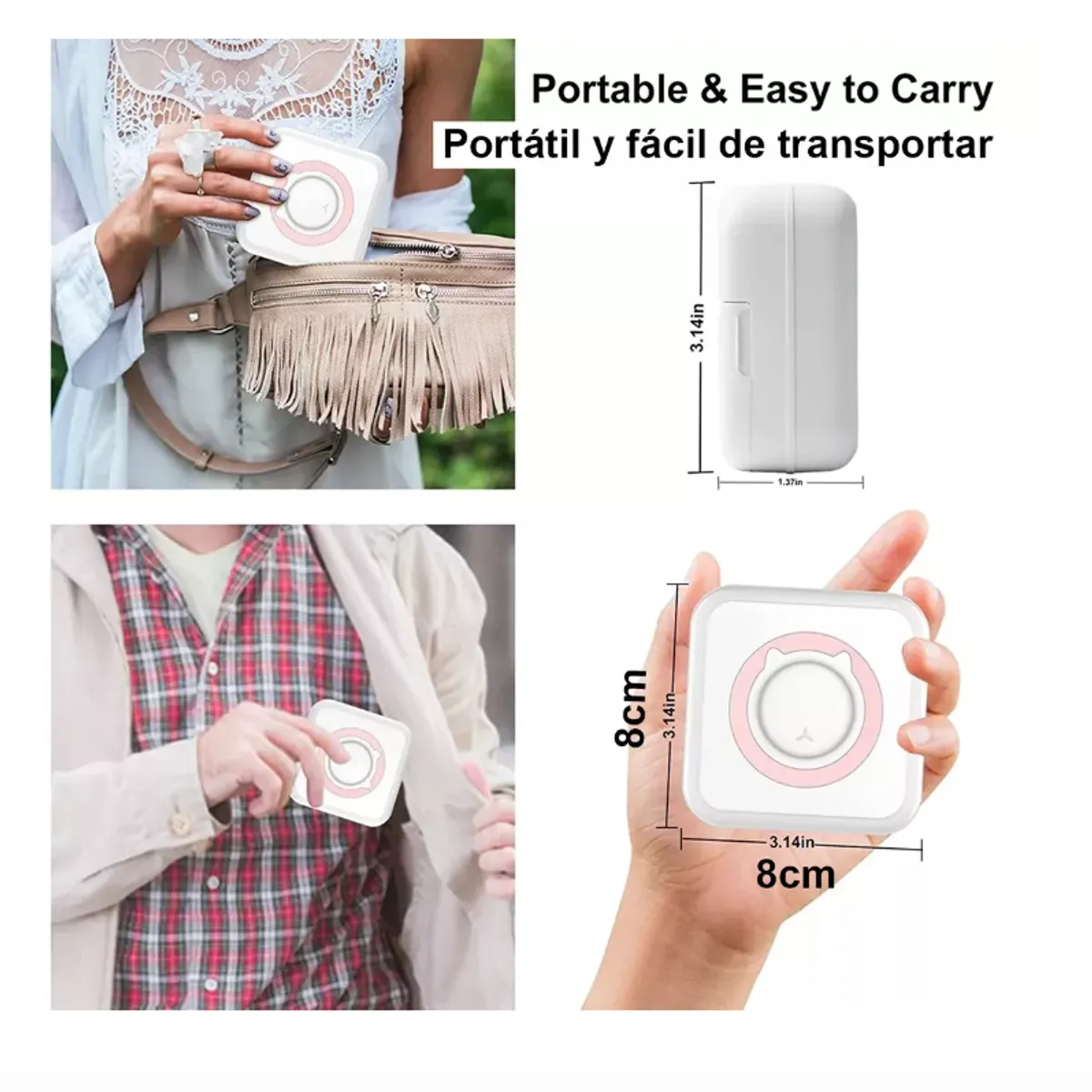 GENERICO - Mini Impresora Térmica Portátil Bluetooth + 13 Roll Papel