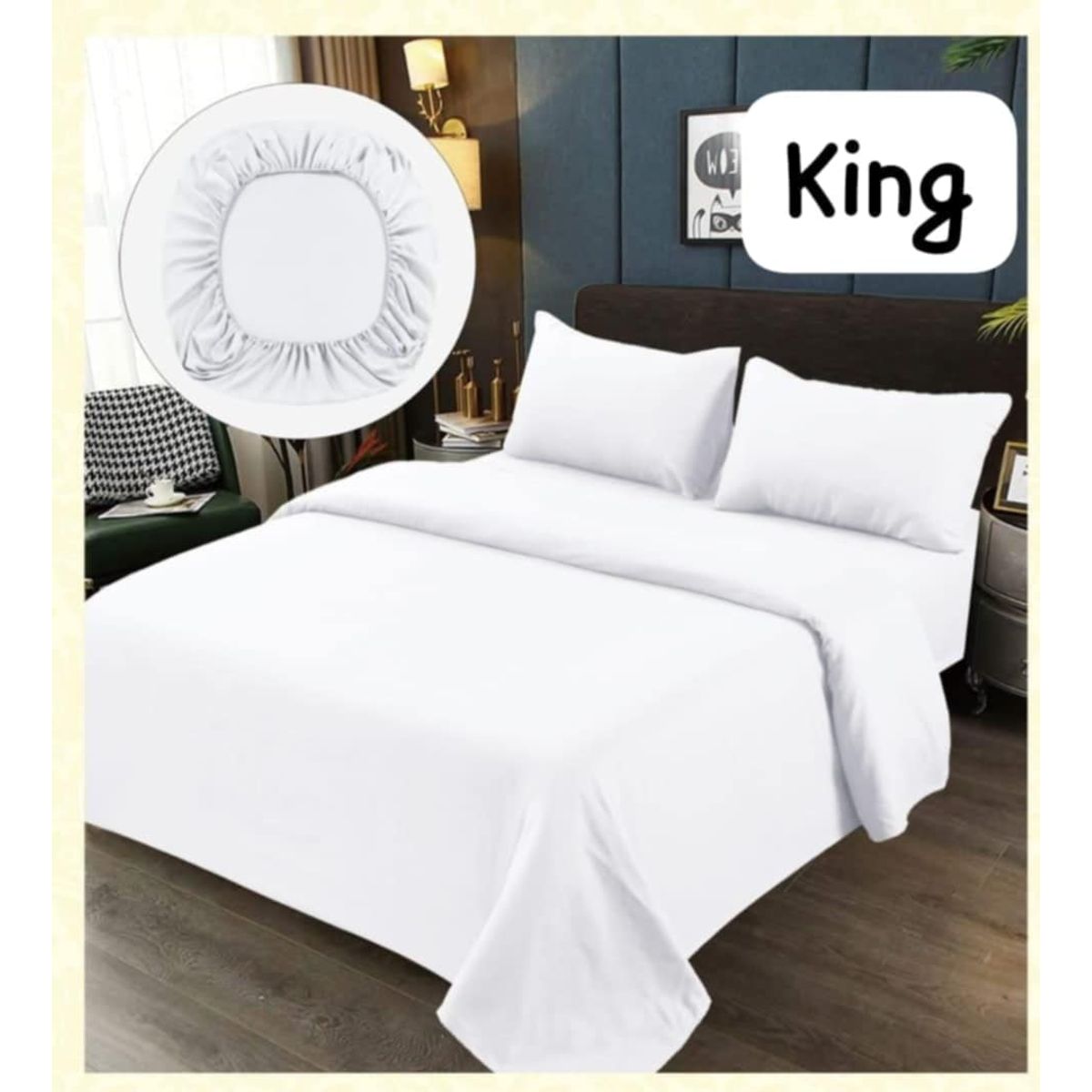 GENERICO - JUEGOS DE SABANA 200 HILOS DE ALGODON KING - BLANCO