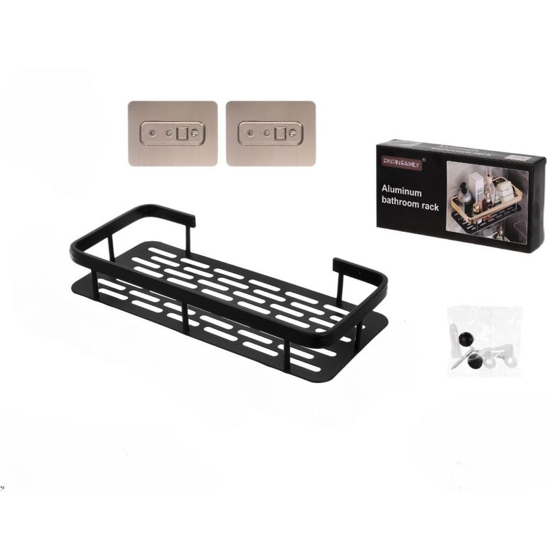 GENERICO - Organizador Estante De Baño Negro Repisa Inoxidable