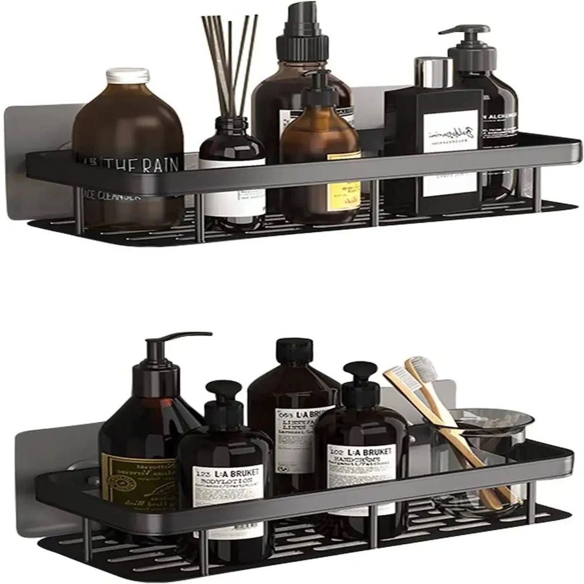 GENERICO - Organizador Estante De Baño Negro Repisa Inoxidable