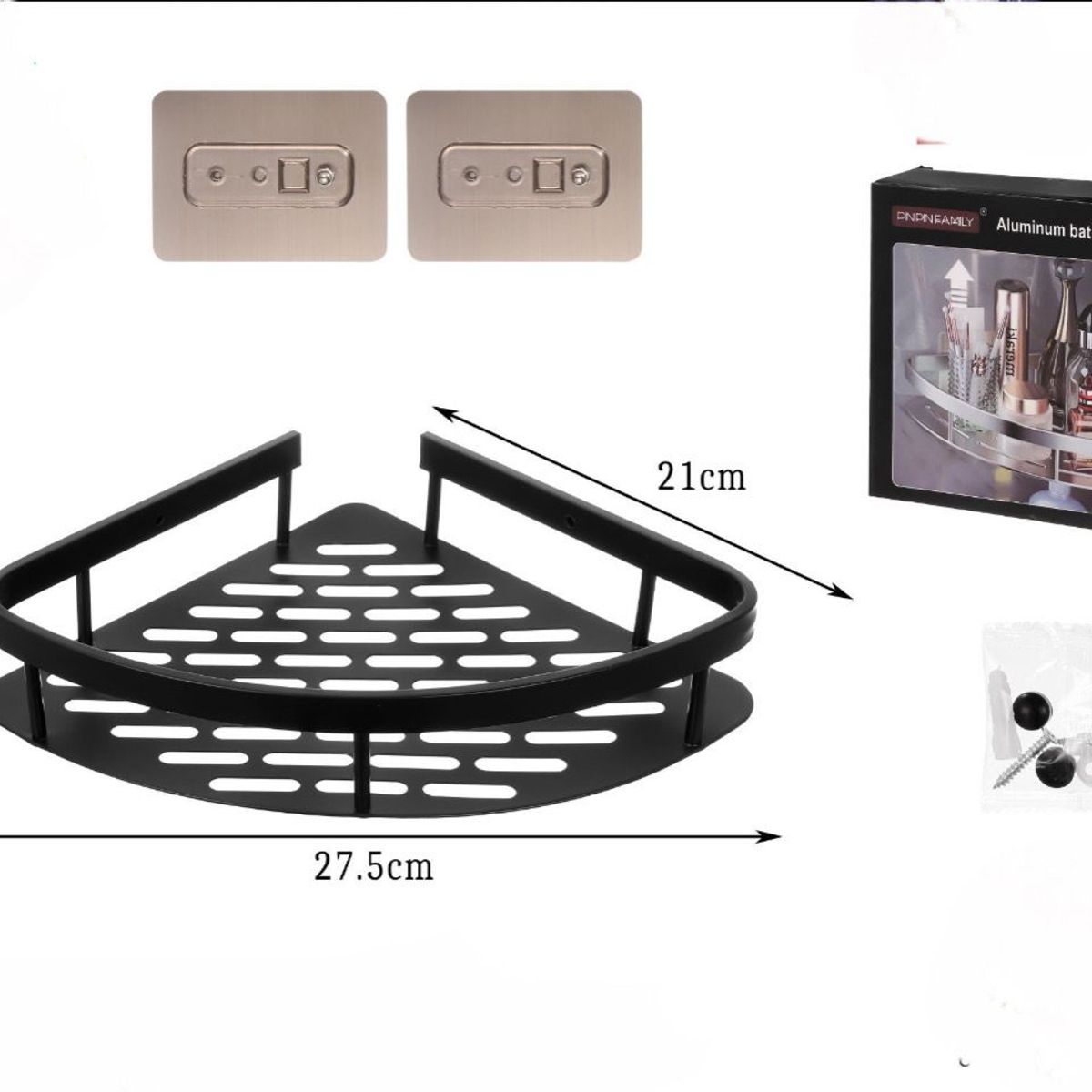 GENERICO - Organizador Estante De Baño Negro Repisa Inoxidable.