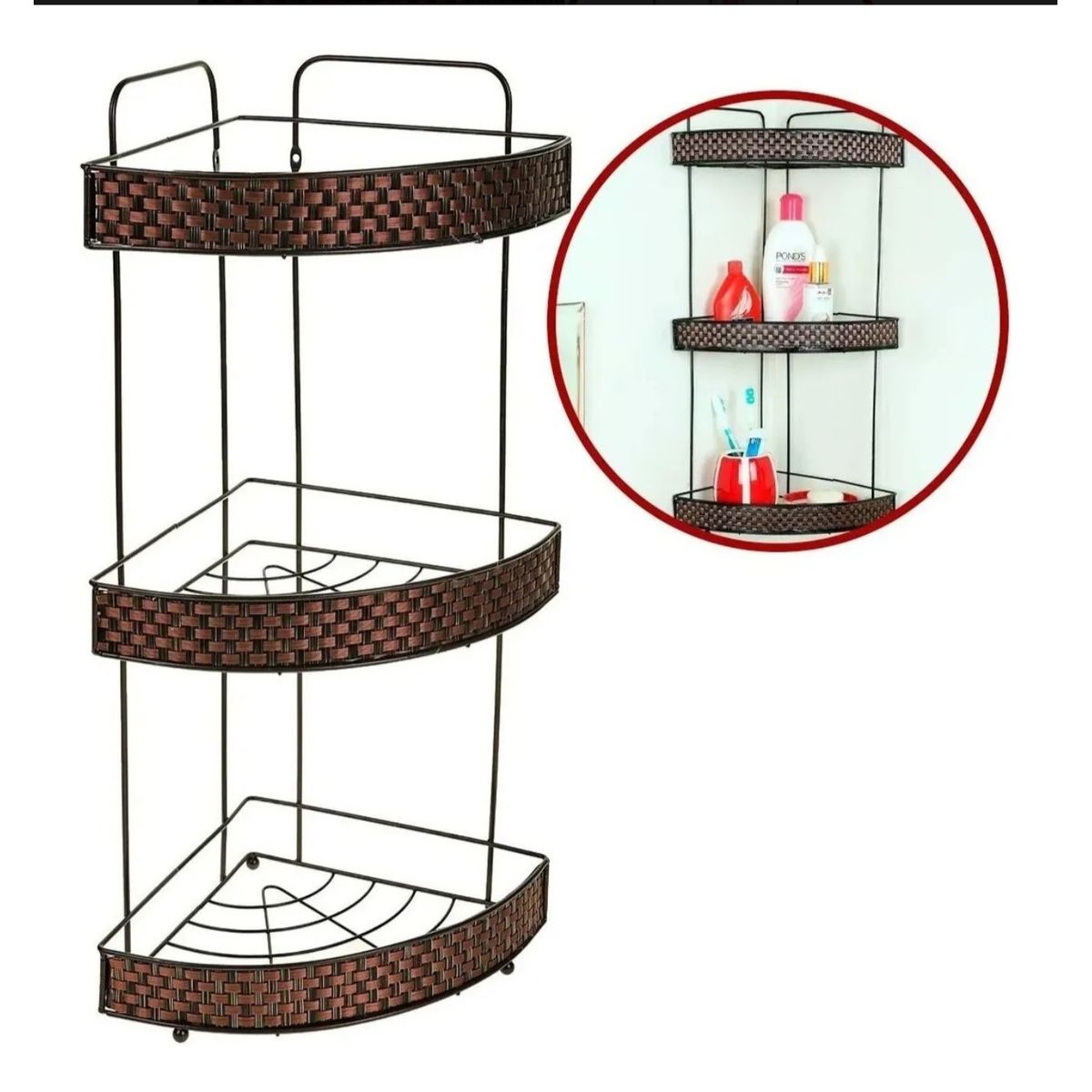 GENERICO - Organizador Estante De Baño Esquinero Negro Repisa Inoxidable