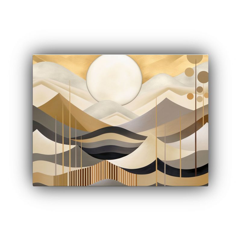 GENERICO - Cuadro Abstracto Montañas árboles Y Mar Decoración Acuar 120x80cm