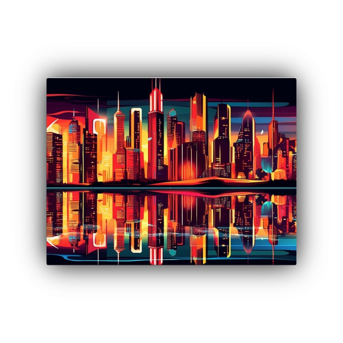 GENERICO - Cuadro Tonos Ciudad Neo Precisión Lienzo Arte Ciudad Modern 120x80cm