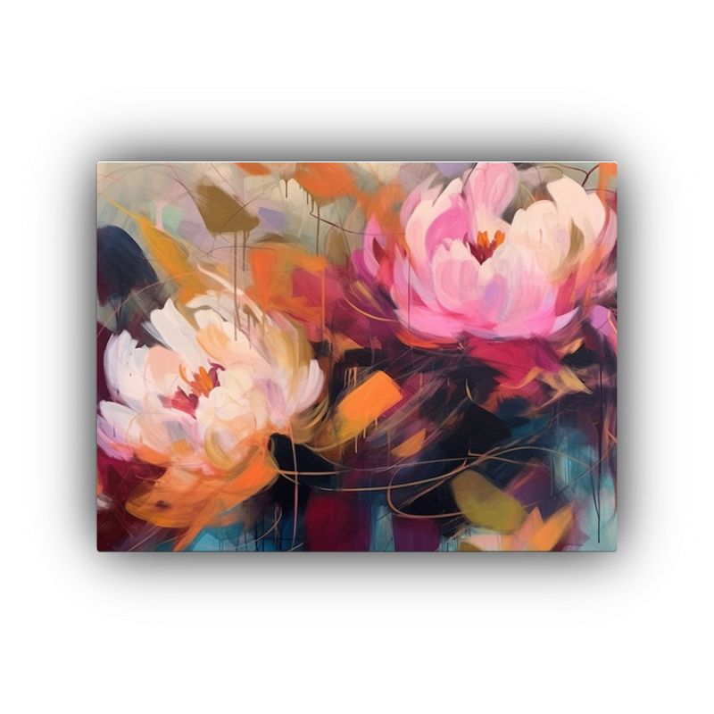 GENERICO - Cuadro Floral Abstracto De Peonías Grandes En Tonos Rosados 120x80cm