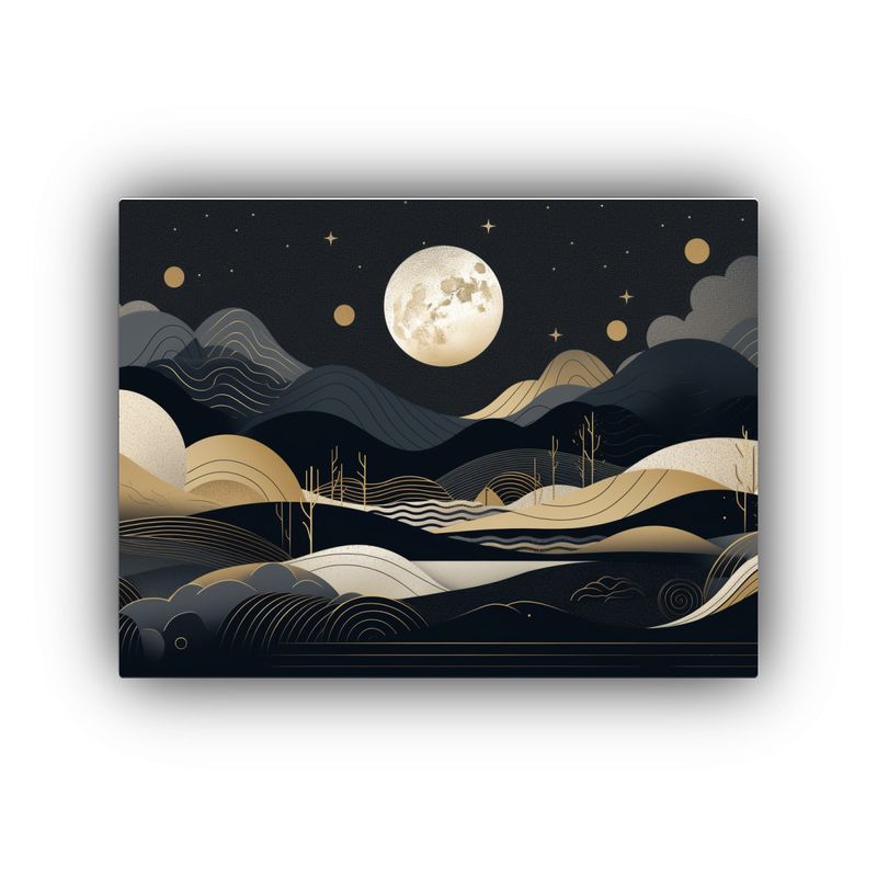 GENERICO - Pintura Decorativa De Noche Y Luna Con Paisaje Simétrico En 120x80cm