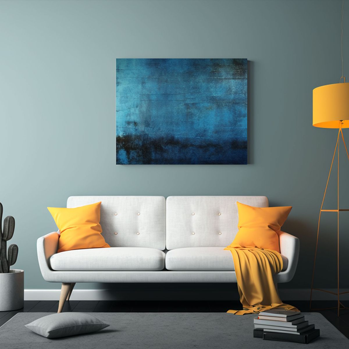 GENERICO - Cuadro Juvenil Tela Azul Y Negro Abstracto 120x80cm