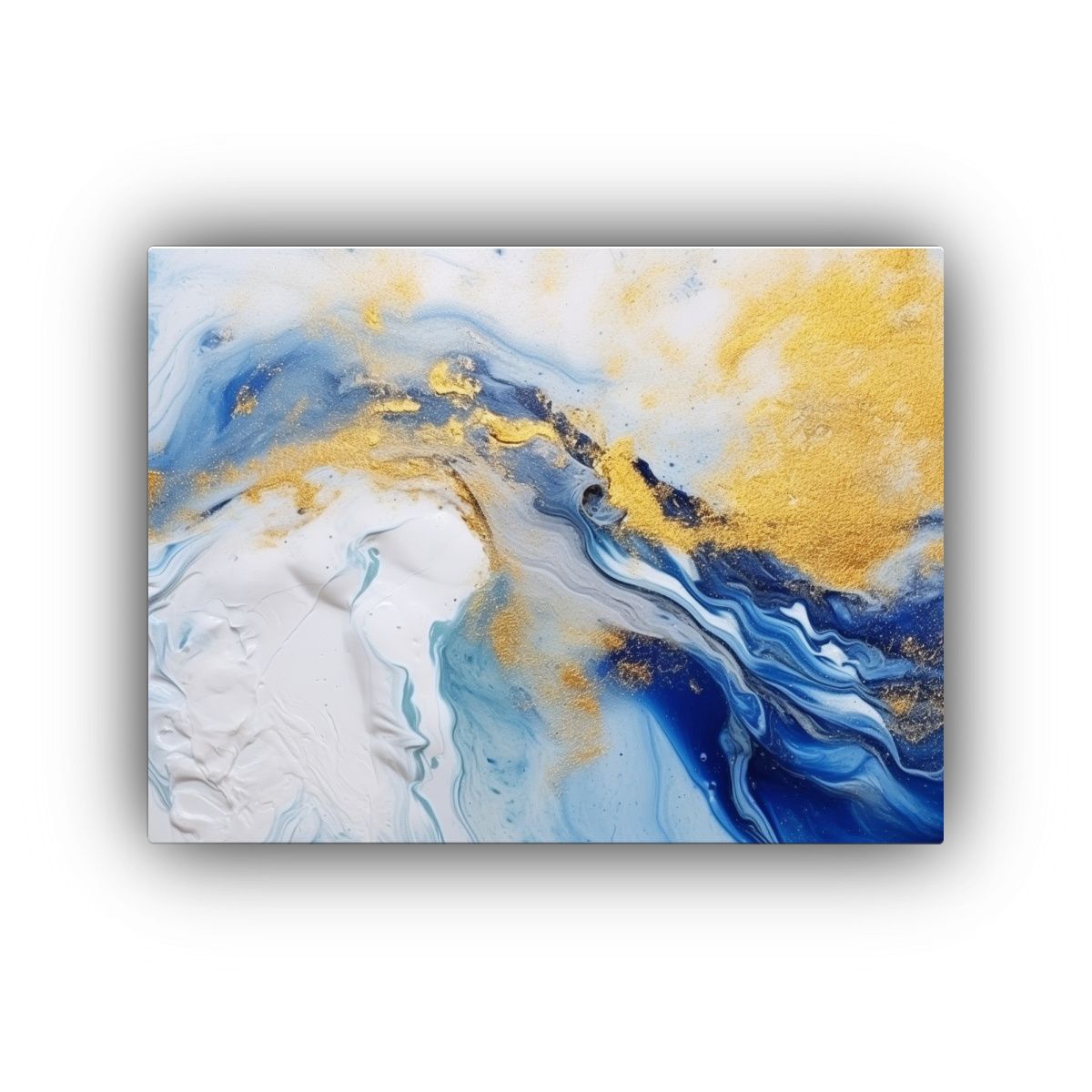 GENERICO - Cuadro Abstracto En Mármol Azul Y Dorado Para Decoración E 120x80cm