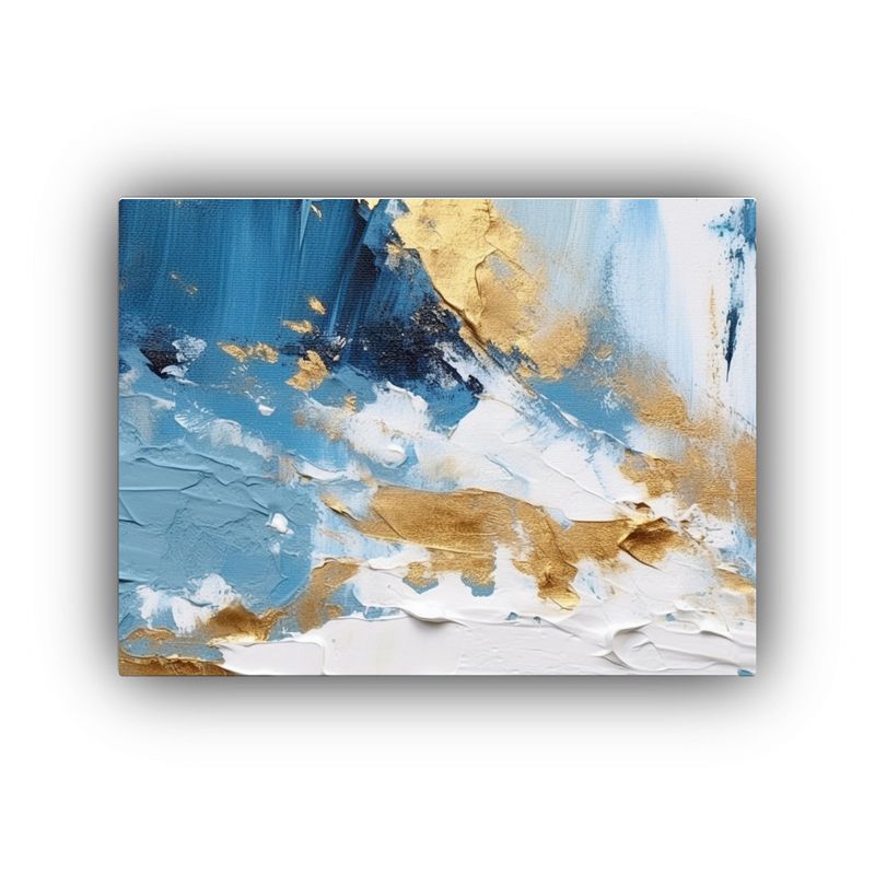 GENERICO - Pintura Abstracta En Azul Blanco Y Oro Para Decoración 120x80cm