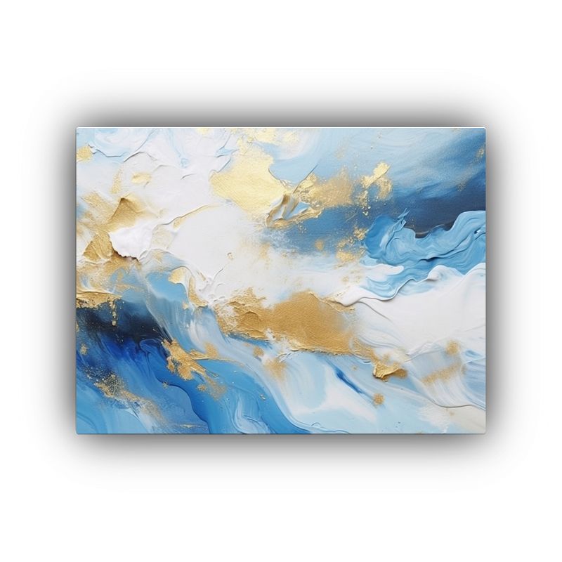 GENERICO - Pintura Abstracta Clásica En Lienzo Azul Y Blanco Con Color 120x80cm