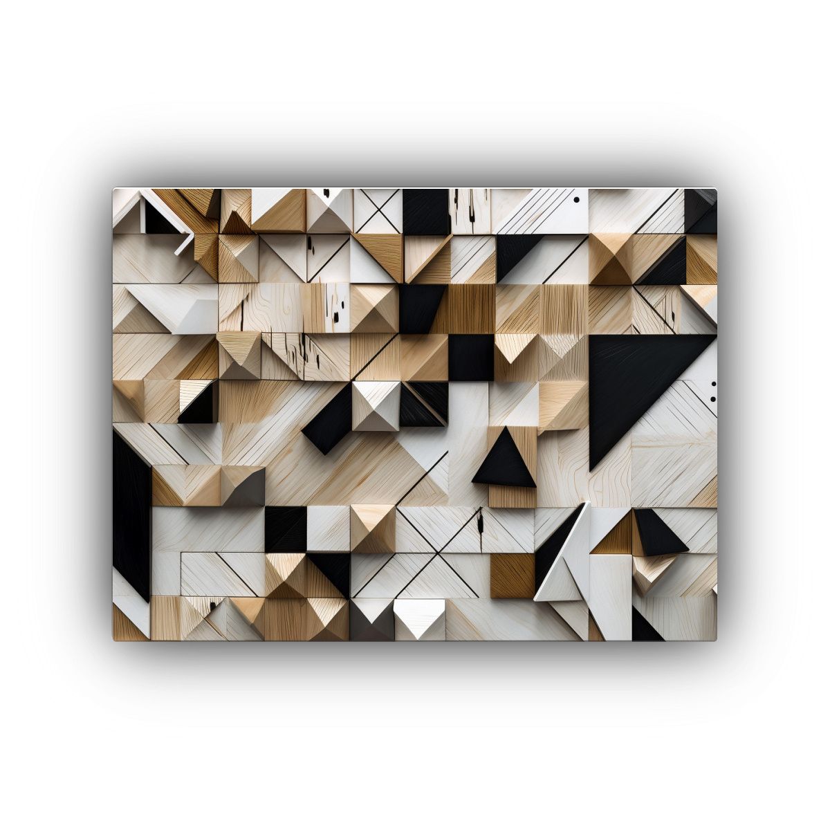 GENERICO - Pintura Abstracta Blanco Y Negro Con Formas Geométricas Gra 120x80cm