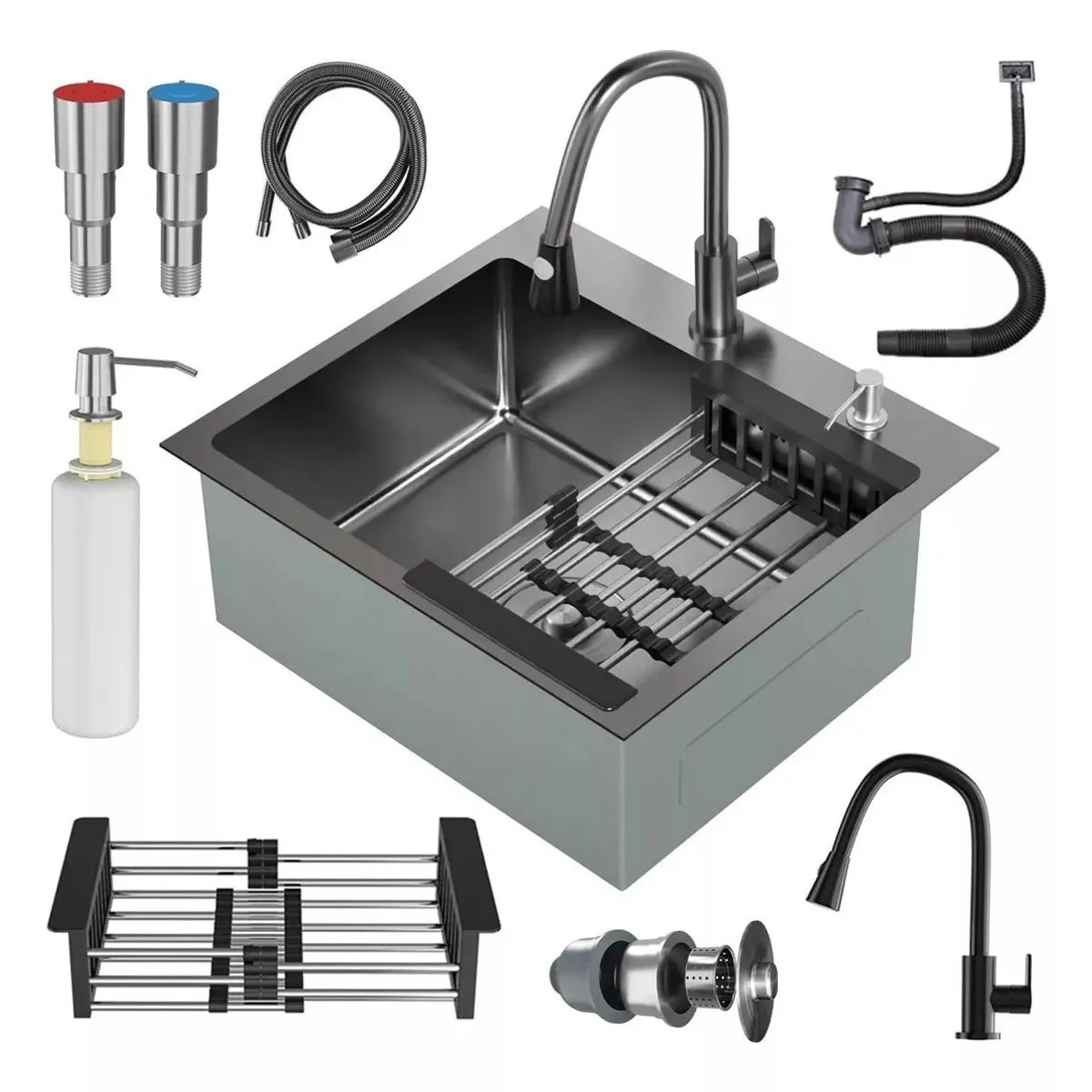 KUANGYE - Lavaplatos De Cocina Empotrable 50x45cm Con Accesorios