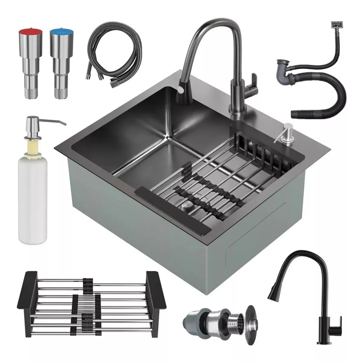 KUANGYE - Lavaplatos De Cocina Empotrable 50x45cm Con Accesorios