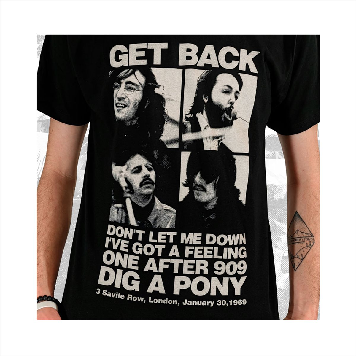 ROCK OFF OFFICIALLY LICENSED PRODUCTS - Polera original unisex de The Beatles diseño Get Back