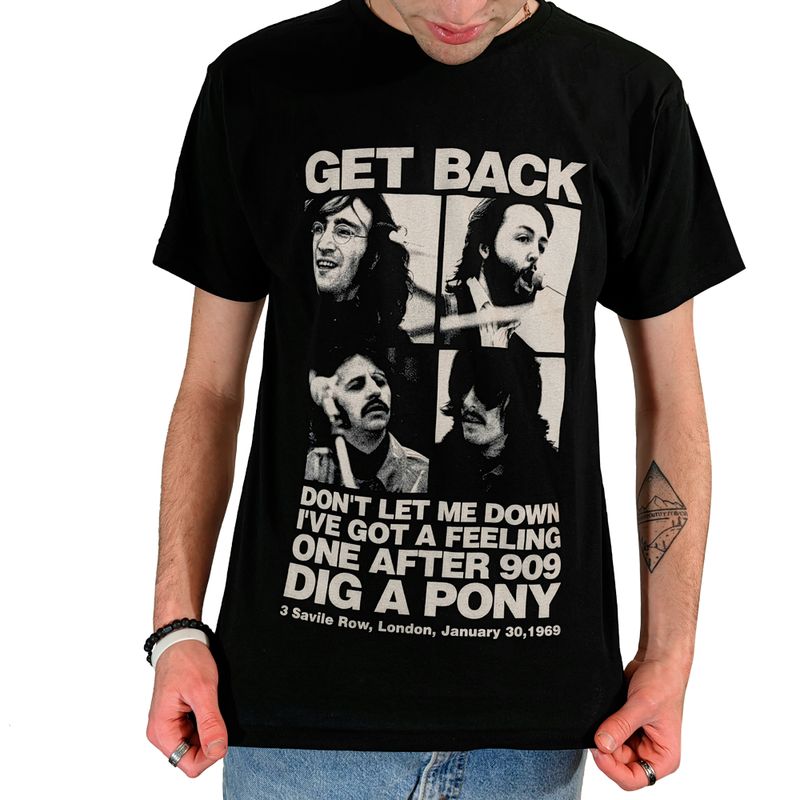 ROCK OFF OFFICIALLY LICENSED PRODUCTS - Polera original unisex de The Beatles diseño Get Back_.
