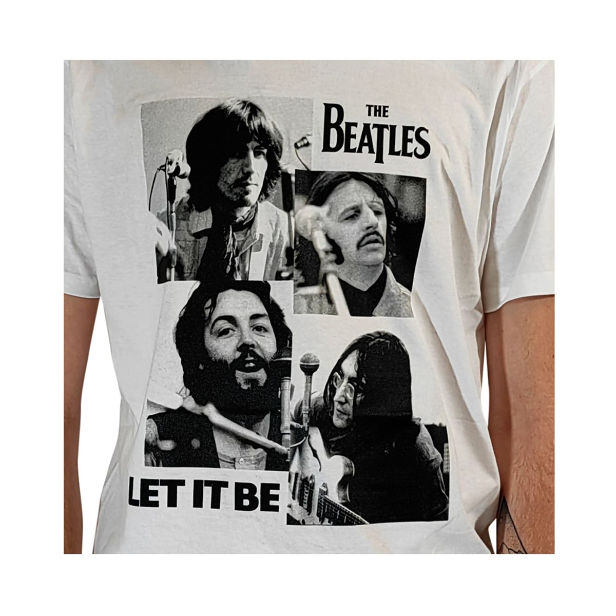 ROCK OFF OFFICIALLY LICENSED PRODUCTS - Polera original unisex de The Beatles diseño de Let it Be color blanco
