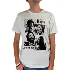 ROCK OFF OFFICIALLY LICENSED PRODUCTS - Polera original unisex de The Beatles diseño de Let it Be color blanco