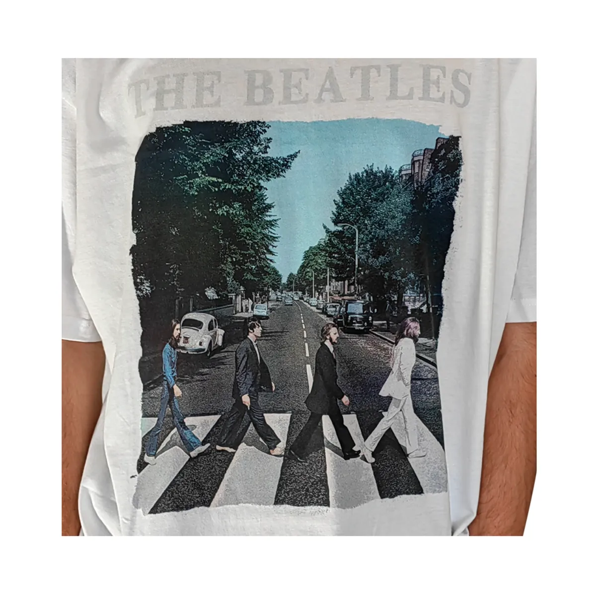 ROCK OFF OFFICIALLY LICENSED PRODUCTS - Polera original unisex de The Beatles diseño Abbey Road color blanco