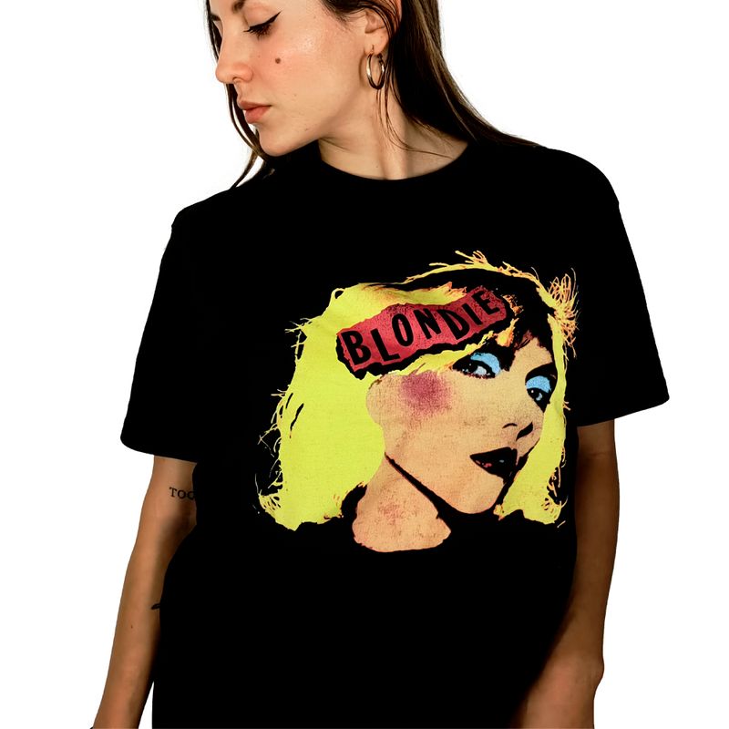 ROCK OFF OFFICIALLY LICENSED PRODUCTS - Polera original unisex de Blondie diseño del rostro de Debbie Harry