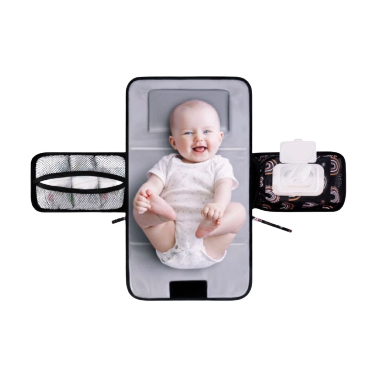 BABYLUNA - Mudador Bolso Portátil Cambiar Pañales Bebé Negro