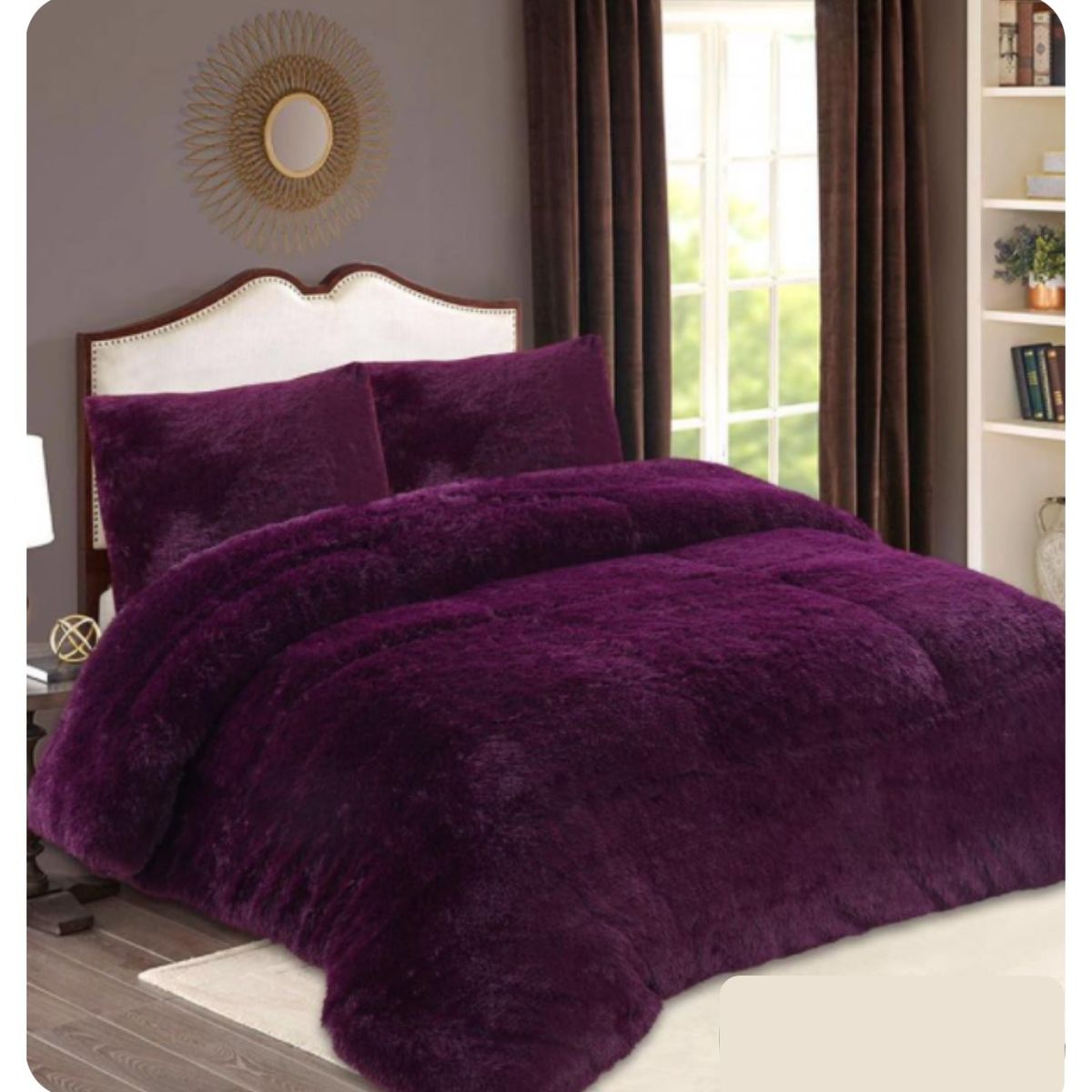 GENERICO - COBERTOR PELUDITO UNICOLOR MORADO CON CHIPORRO KING GS