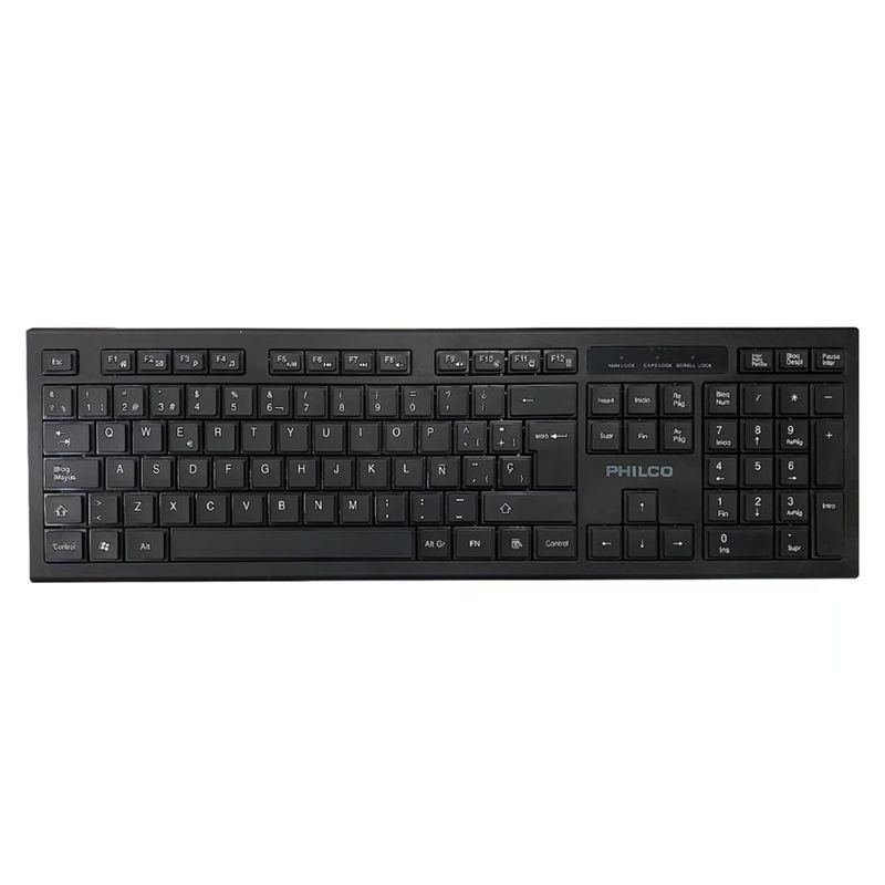 PHILCO - Teclado Inalámbrico Philco Wireless 24GHz Teclas Multimedia Negro
