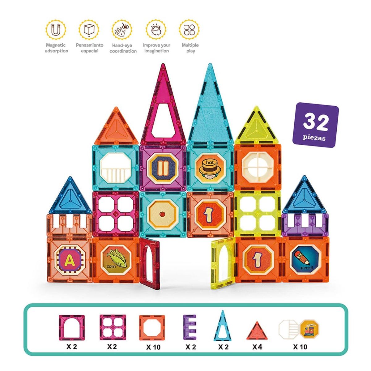 OEM - PUZZLE BLOQUES DE CONSTRUCCION MAGNETICOS 32 PIEZAS