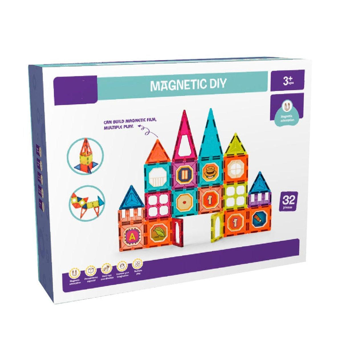 OEM - PUZZLE BLOQUES DE CONSTRUCCION MAGNETICOS 32 PIEZAS