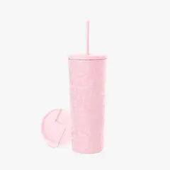 PARTYGLOBOS - Vaso Térmico 700ml + 2 Tapas ROSA DISEÑO