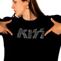 Polera original unisex de Kiss con decoraciones de diamantes
