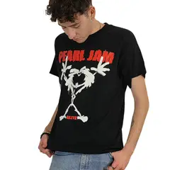 ROCK OFF OFFICIALLY LICENSED PRODUCTS - Polera unisex Pearl Jam diseño stickman y setlist en la parte trasera