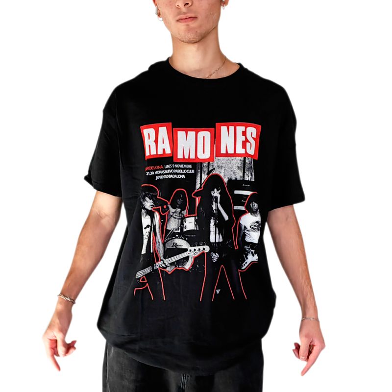ROCK OFF OFFICIALLY LICENSED PRODUCTS - Polera original unisex Ramones diseño Ramones Live in Barcelona