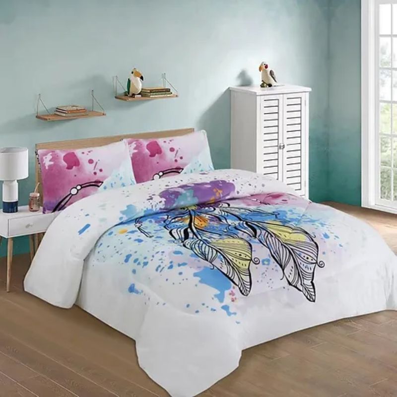GENERICO - COBERTOR PLUSH CON CHIPORRO PLUMA MULTICOLOR 2 PLAZAS GS