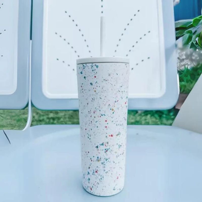 PARTYGLOBOS - Vaso Térmico 700ml + 2 Tapas CONFETI