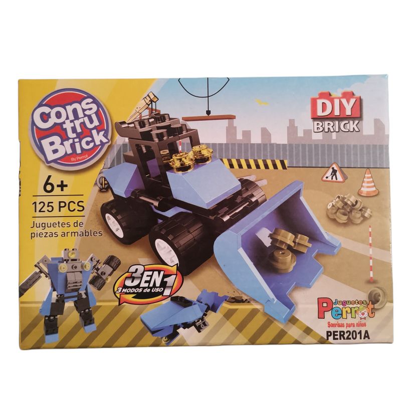 CONSTRUBRICK - Juego Bloques 3 En 1 Construbrick Camion Cargador 125 Pcs
