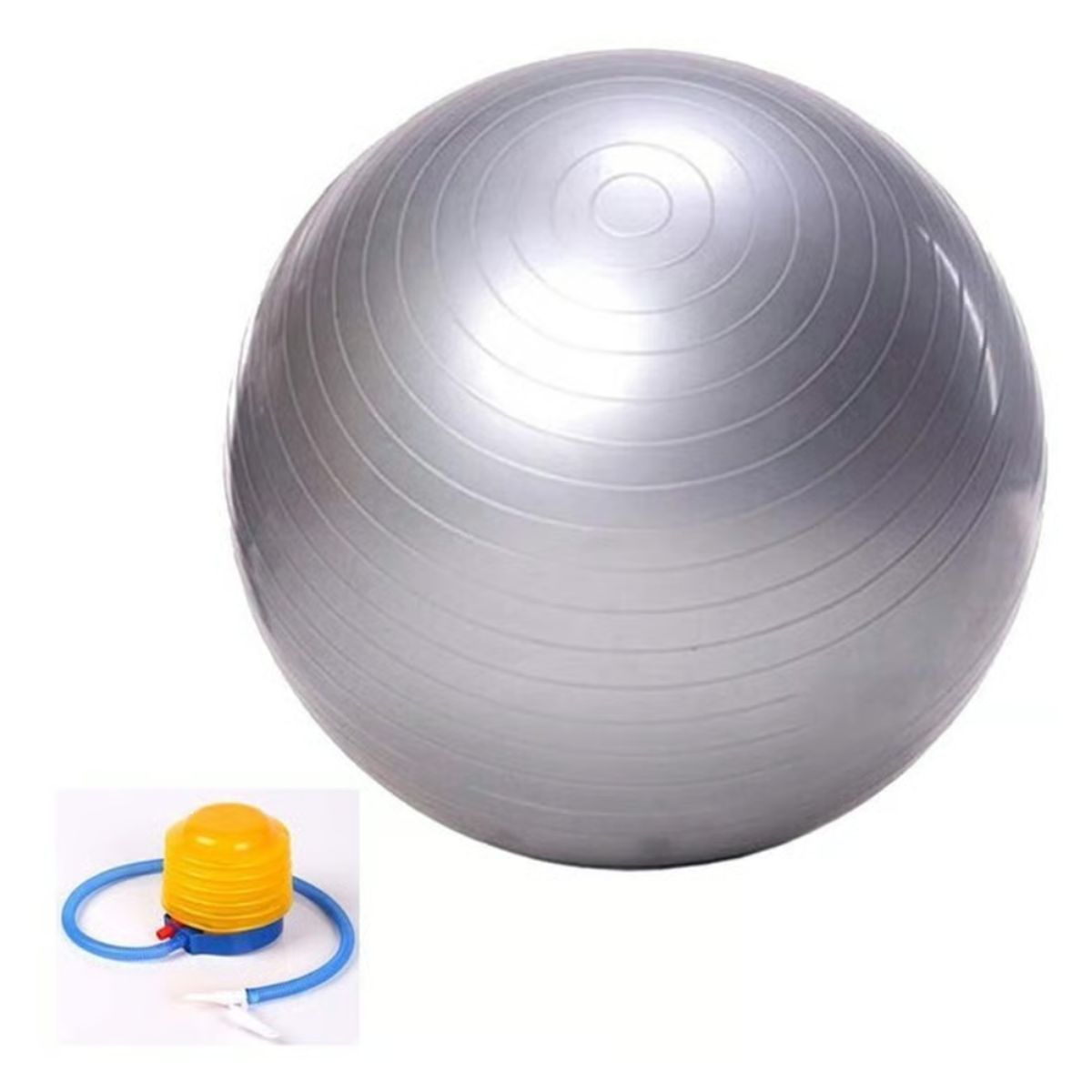 HOMESTAR - Pelota Balón Gris Yoga 75 cm Pilates con Inflador