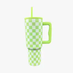 PARTYGLOBOS - Vaso Térmico Premium 1200 Ml VERDE ROMBOS Edicion Limitada
