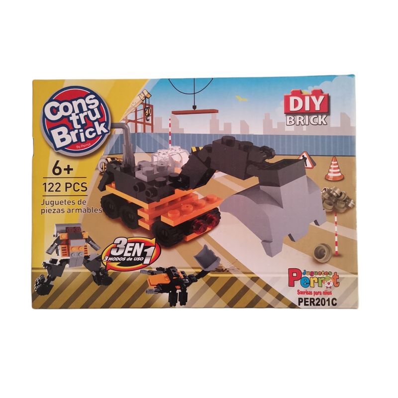 CONSTRUBRICK - Juego Bloques 3 En 1 Construbrick Excavadora 122 Pcs