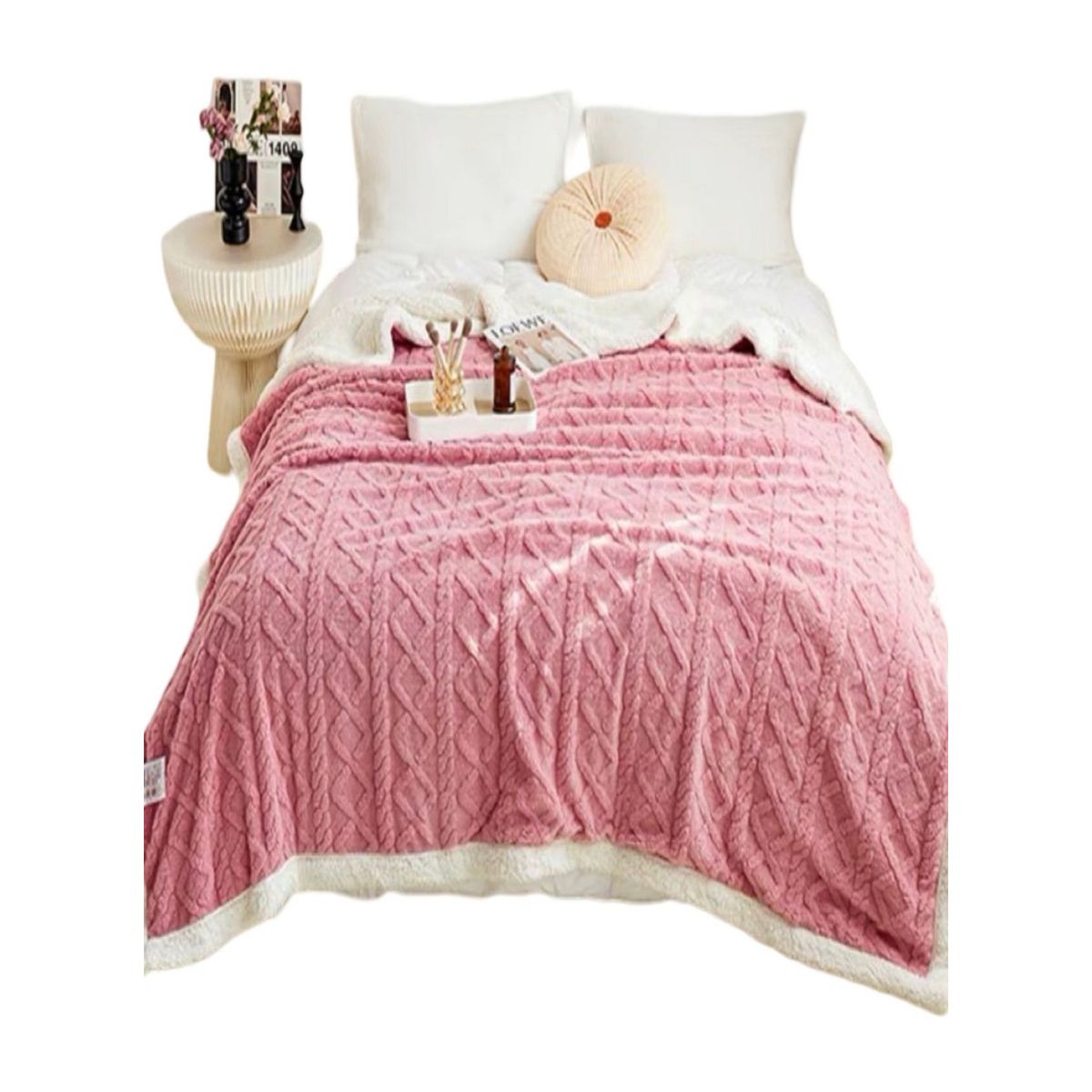 GENERICO - FRAZADA DE PLUSH Y SHERPA ELEGANTE