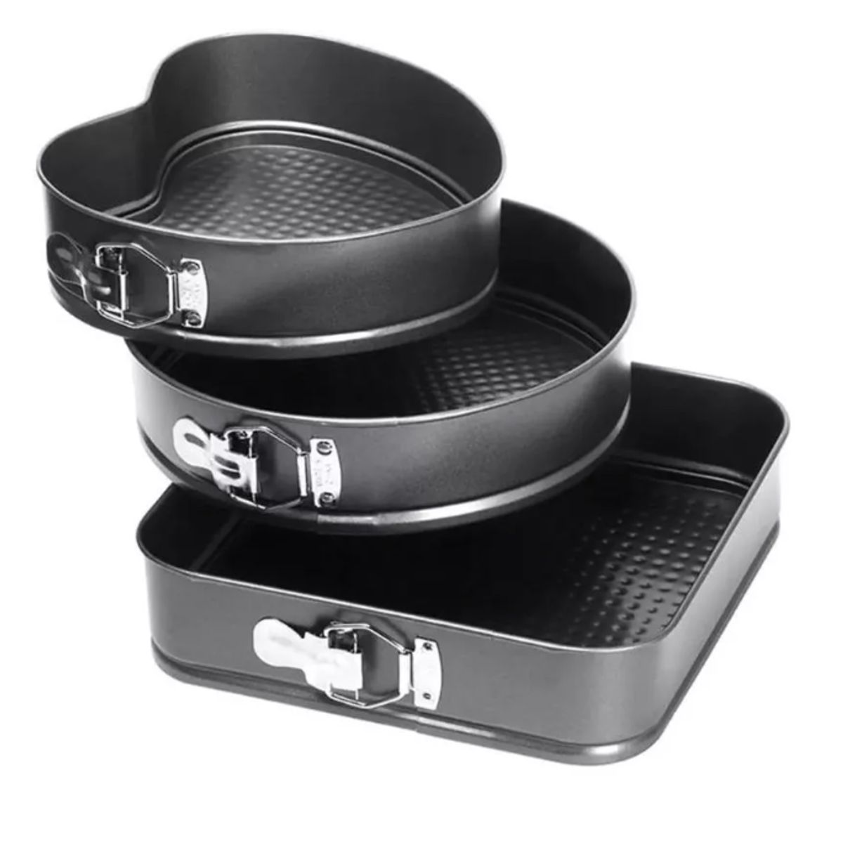 GENERICO - Set 3 Molde Desmontable Antiadherente Para Torta Color Negro