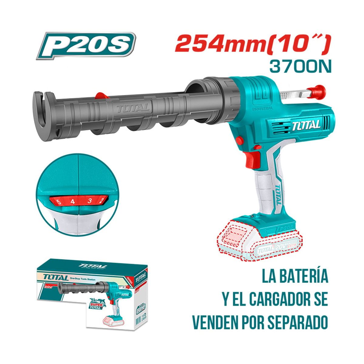 TOTAL TOOLS - Pistola Calafatera 20v Industrial 10 Pulgadas 3700n TOTAL
