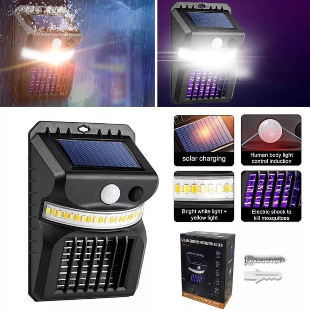 GENERICO - Lampara Solar Mata Mosquitos Zancudos Doble Led Uv Repelente