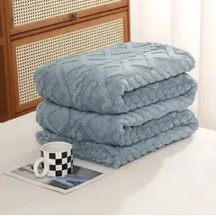 GENERICO - FRAZADA TEXTURIZADA CON CHIPORRO UNICOLOR CAFE 2 PLAZAS GS