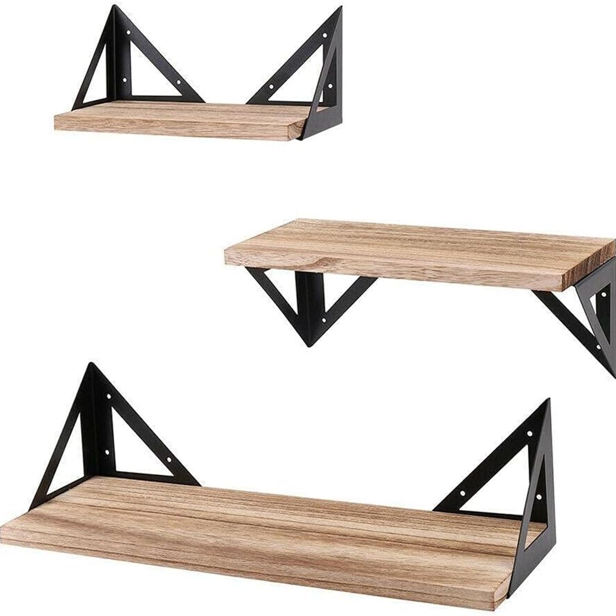 GENERICO - REPISAS FLOTANTES DE MADERA MODERNAS KIT X3 COLORES  CAFE