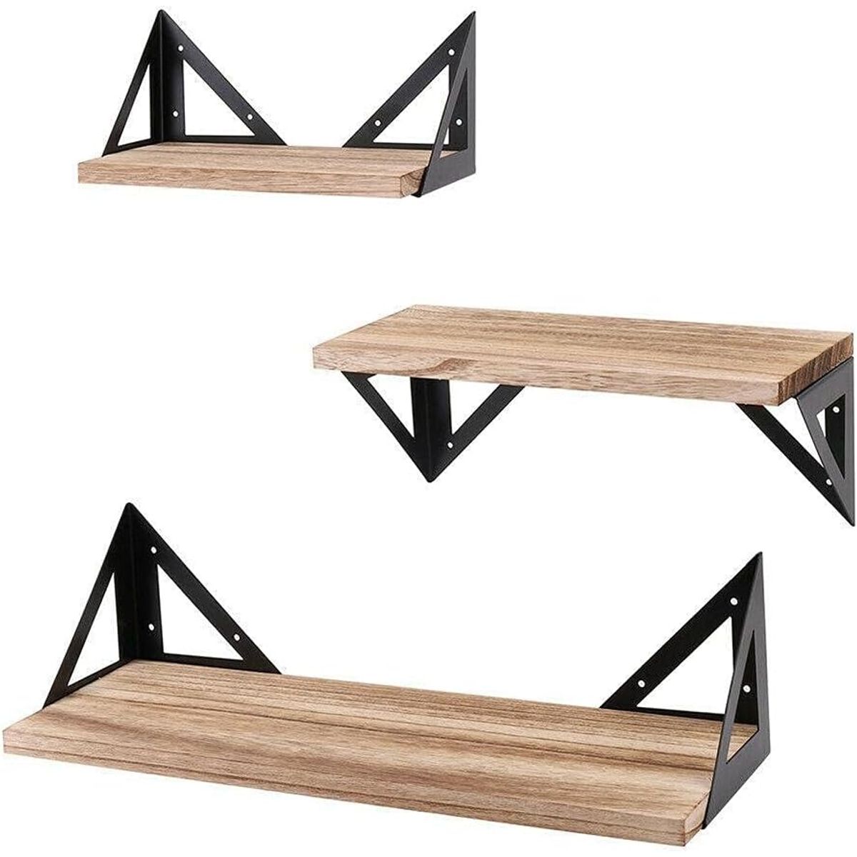 GENERICO - REPISAS FLOTANTES DE MADERA MODERNAS KIT X3 COLORES  CAFE