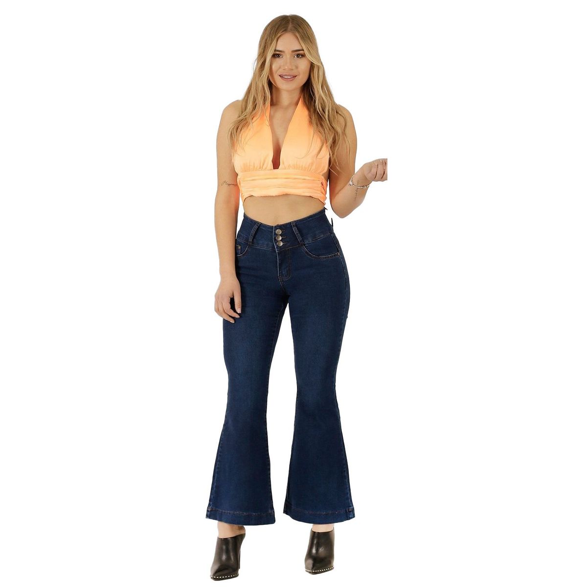 YASSNE - Jeans De Mujer Tiro Alto Flare Yassne J93