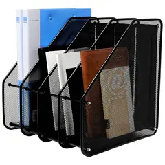 GENERICO - Organizador De Oficina Vertical, 4 Divisiones Color Negro