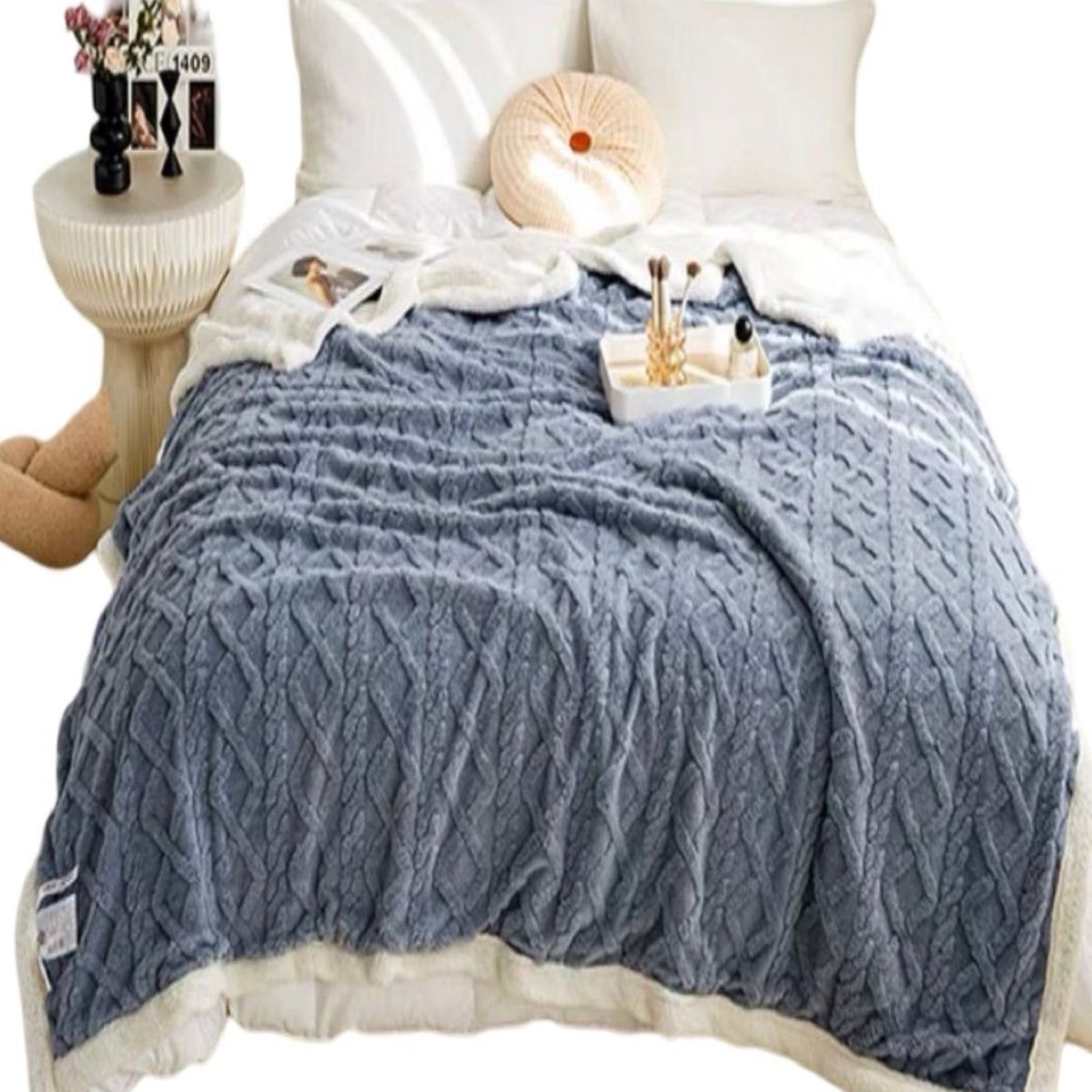 GENERICO - FRAZADA MANTA DE PLUSH Y SHERPA EXTRA SUAVES