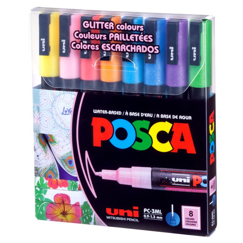 MITSUBISHI - Posca Pc-3m (0.9 - 1.3mm) - Set De 8 Colores Glitter