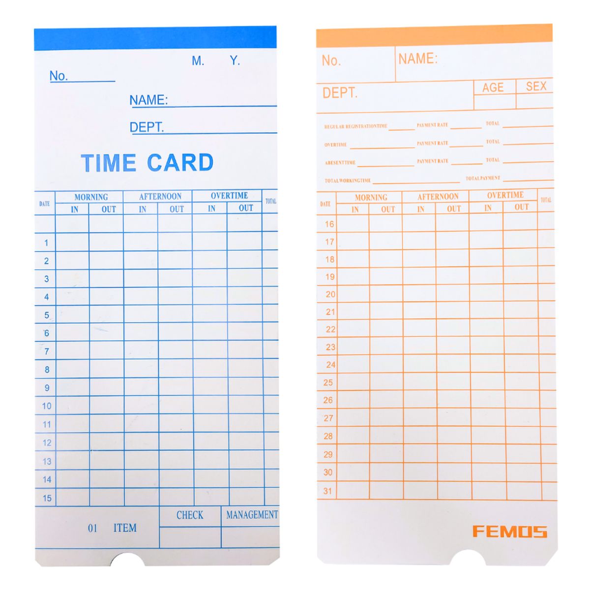 GENERICO - Tarjetas Fichas Reloj Control Asistencia 100 Und 80215